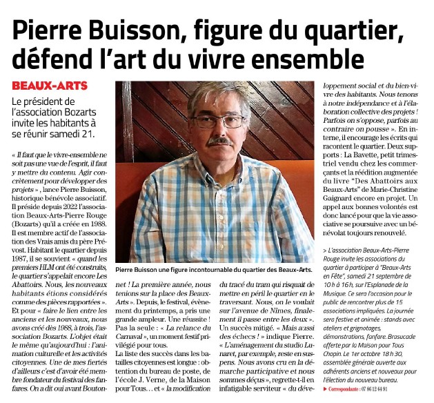 Pierre BUISSON, figure incontournable de l'association Bozarts-Pierre Rouge